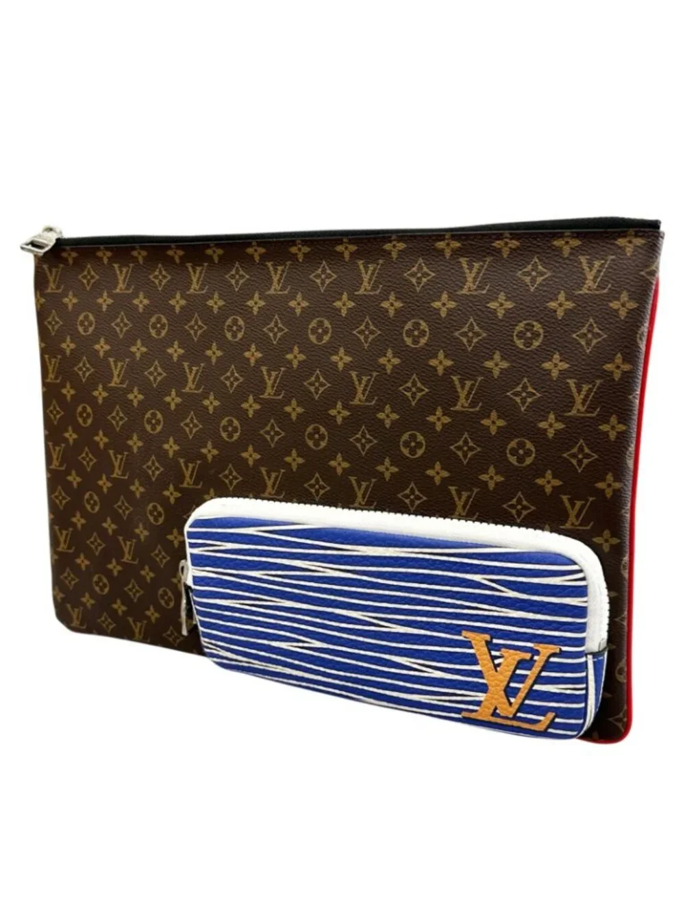 Louis Vuitton Patchwork Monogram Clutch Canvas Brown